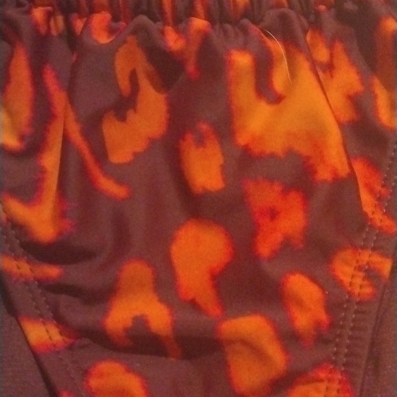 Shade & Shore M (8-10) One Shoulder Top and Cheeky Bikini Bottom orange/burgundy - Picture 5 of 6